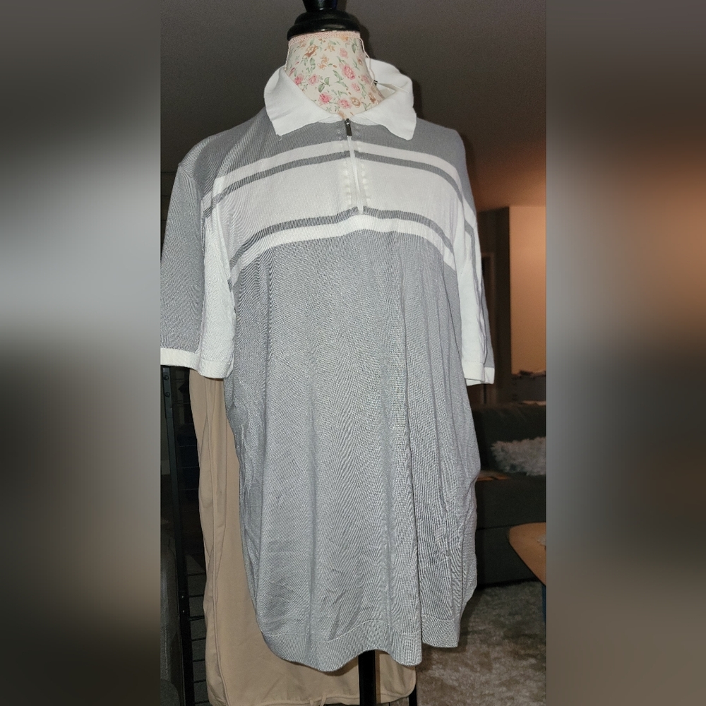 LCWAIKIKI Classic Polo Neck Short Sleeve Striped Men's Knitwear Sweater Size 2XL